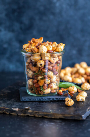 makhana, nuts placed in a glass jar