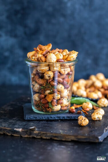 makhana, nuts placed in a glass jar