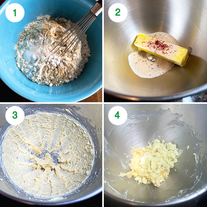 step by step picture collage of making mawa cake cookies