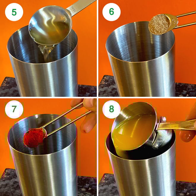 step by step picture collage of making orange rosemary mocktail