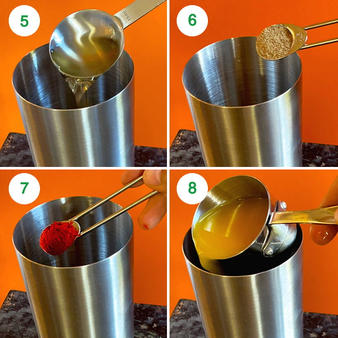 step by step picture collage of making orange rosemary mocktail