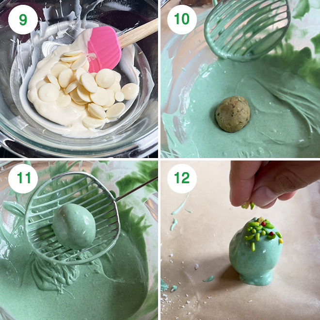 step by step picture collage of making paan cheesecake truffles