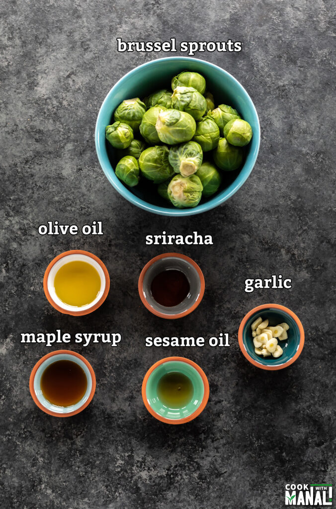 ingredients for sweet spicy air fryer brussel sprouts
