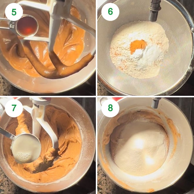 step by step picture collage of making eggless date walnut cake