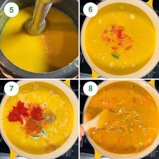 step by step picture collage of making gujarati dal at home