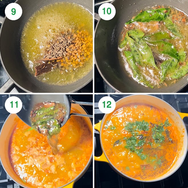step by step picture collage of making gujarati dal at home