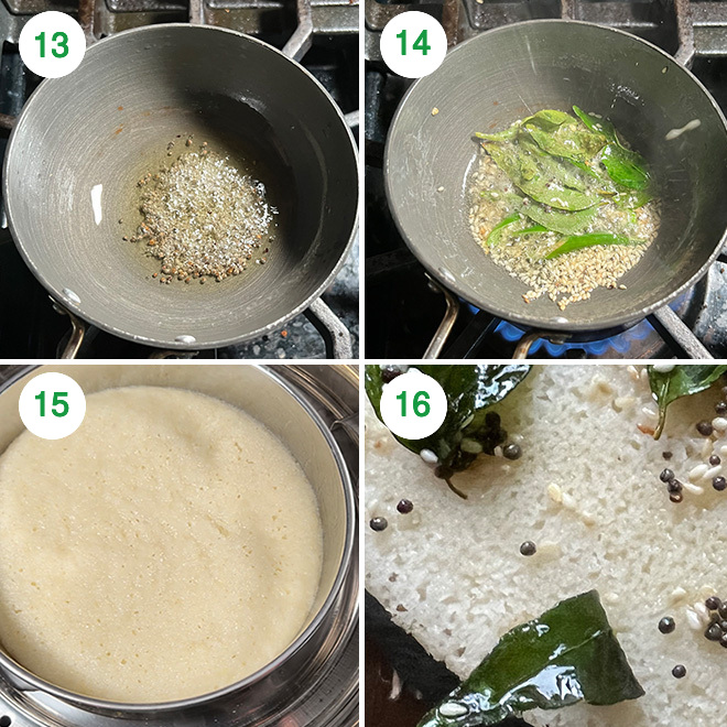 step by step picture collage of making rava dhokla