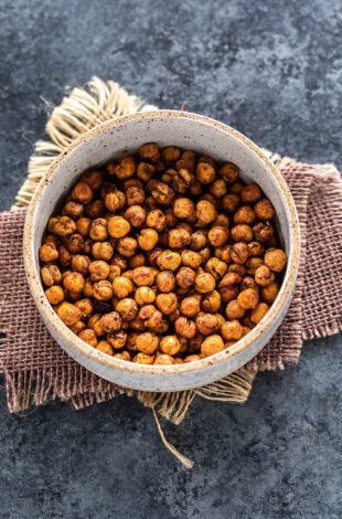 spiced chickpeas placed in a white bowl