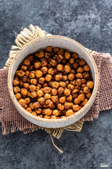 spiced chickpeas placed in a white bowl