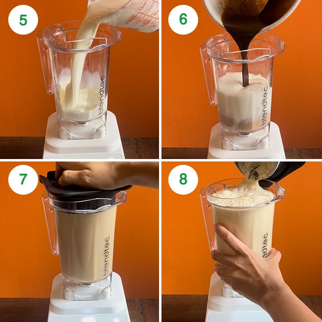 step by step picture collage of making cold coffee