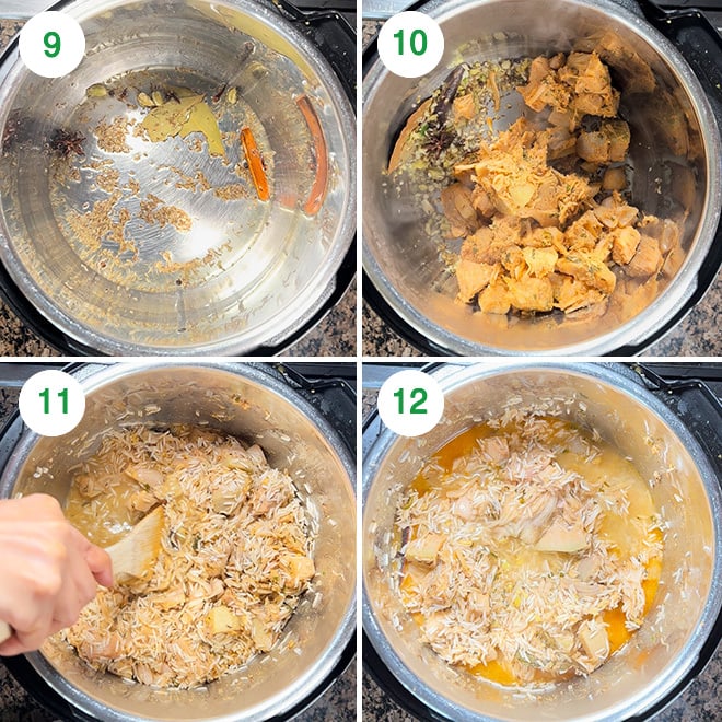 step by step picture collage of making jackfruit biryani in instant pot