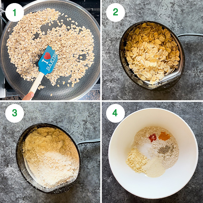 step by step picture collage of making oats chilla