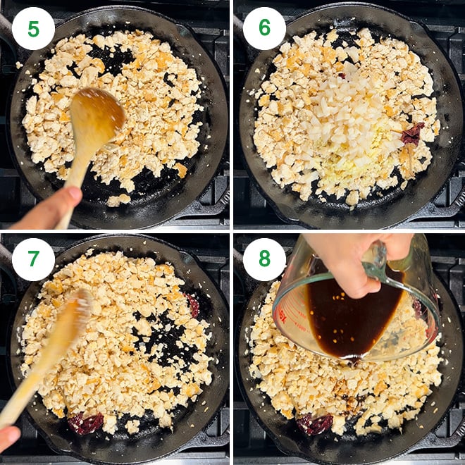 step by step picture collage of making tofu lettuce wraps