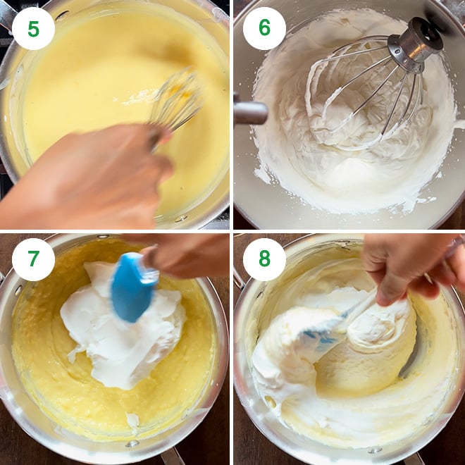 step by step picture collage of making fruit custard icebox cake