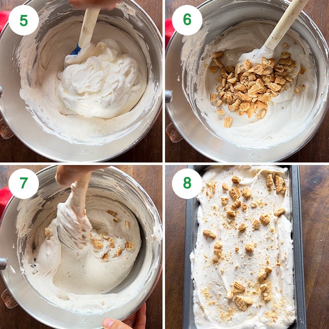 step by step collage of making parle-g cheesecake ice cream