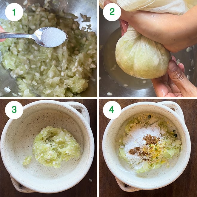 step by step picture of making lauki kofta in air fryer