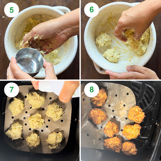 step by step picture of making lauki kofta in air fryer