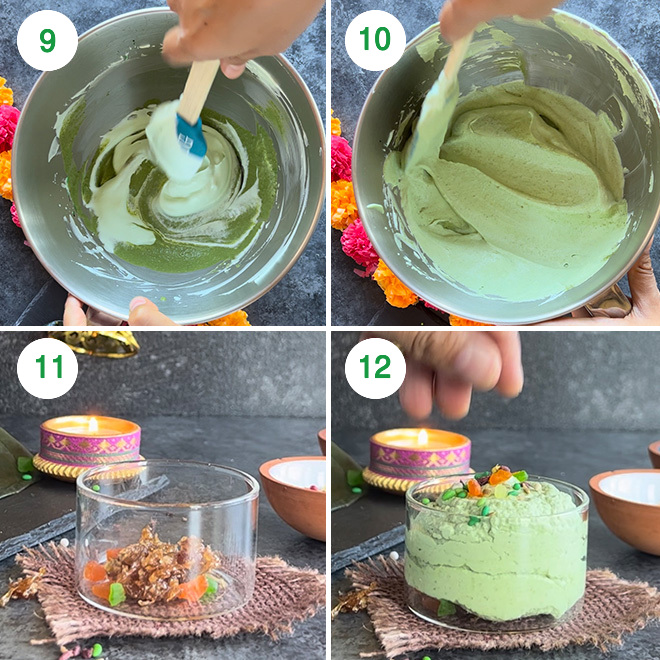step by step picture collage of making paan mousse