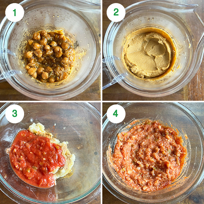 step by step picture collage of making chaat dip