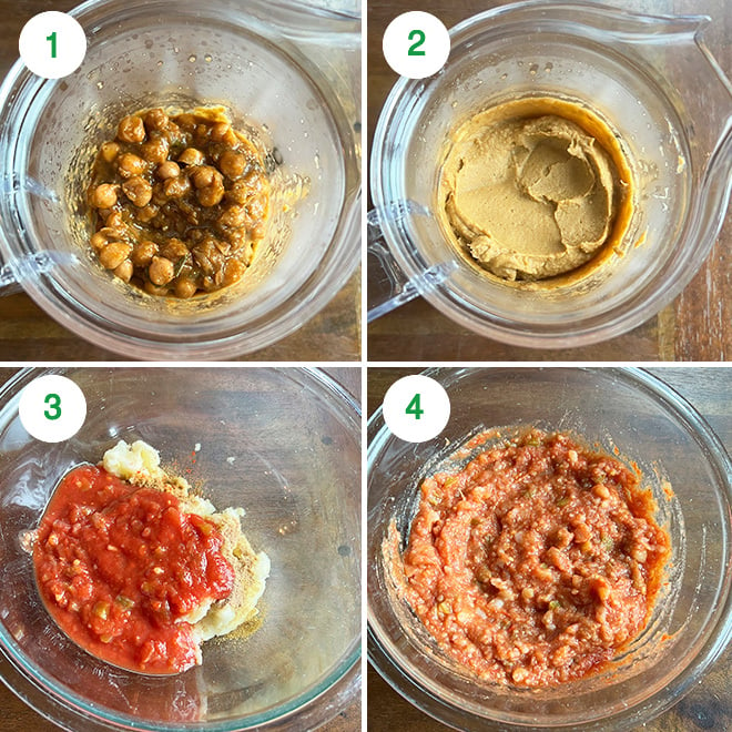 step by step picture collage of making chaat dip