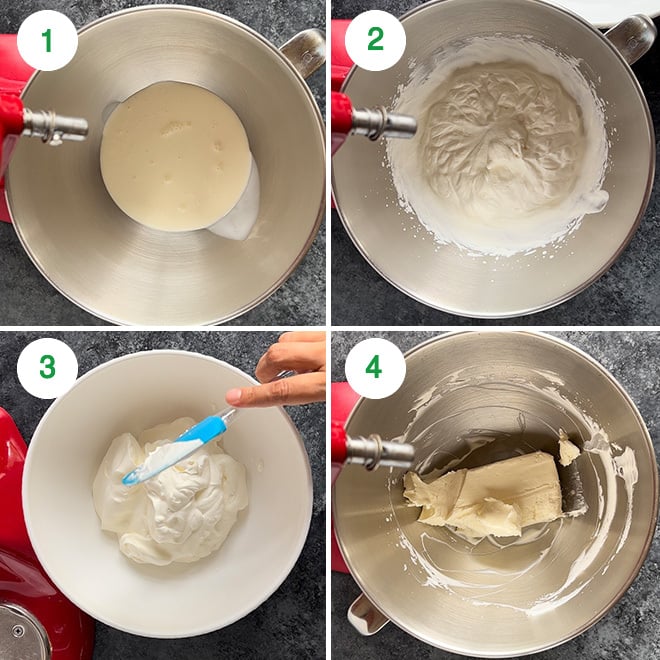 step by step picture collage of making mithai dip