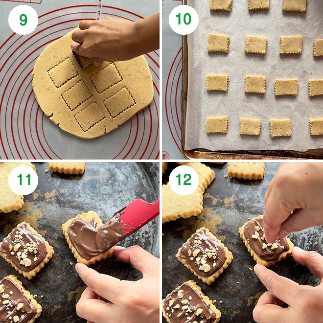 step by step picture collage of making hazelnut shortbread