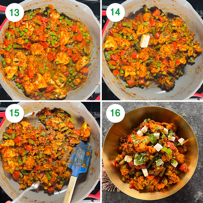 step by step picture collage of making mix veg sabzi