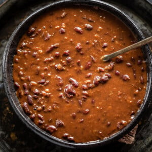 punjabi rajma served in a black bowl