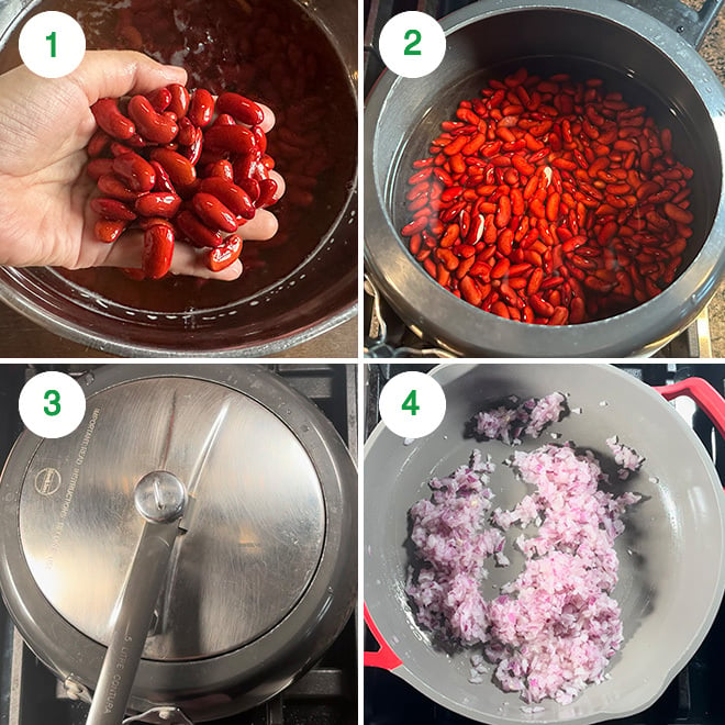 step by step picture collage of making homestyle punjabi rajma