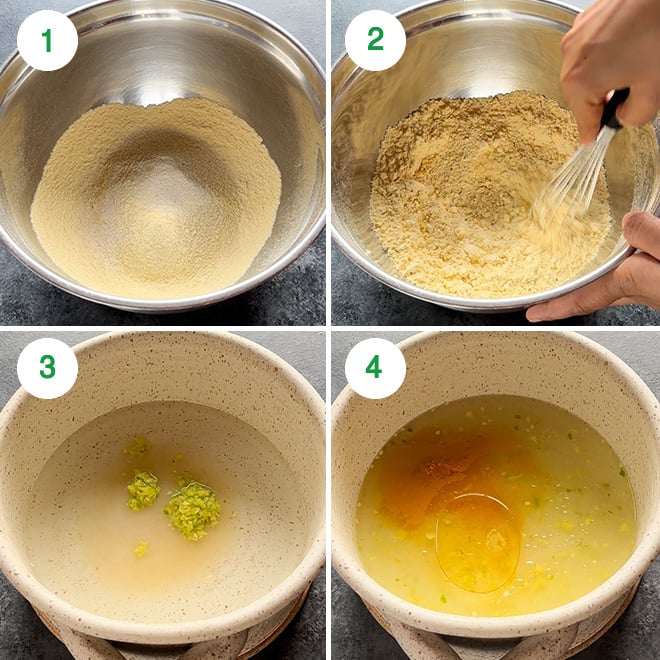 step by step picture collage of making khaman dhokla