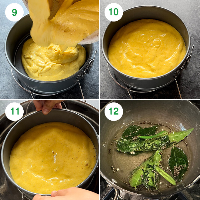 step by step picture collage of making khaman dhokla