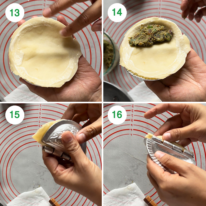 step by step picture collage of making paan gujiya