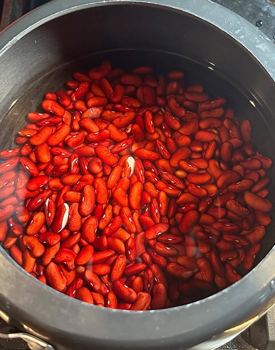 kidney beans in a pressure cooker
