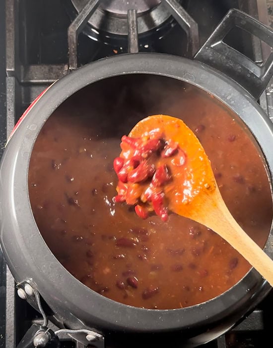 spatula showcasing thickness of rajma