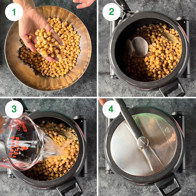 step by step picture collage of making punjabi chole