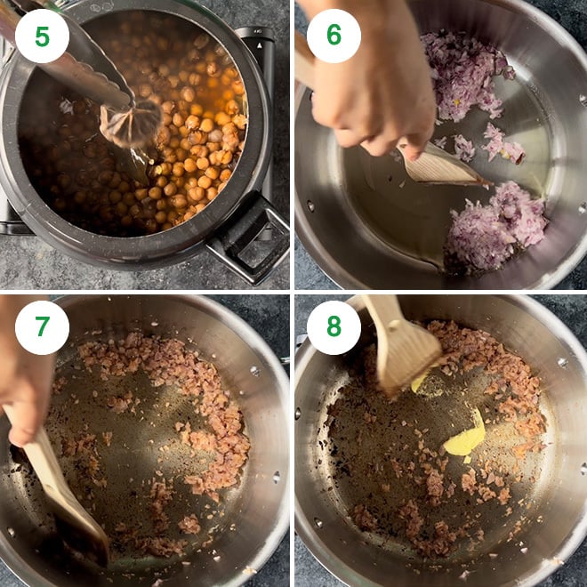 step by step picture collage of making punjabi chole