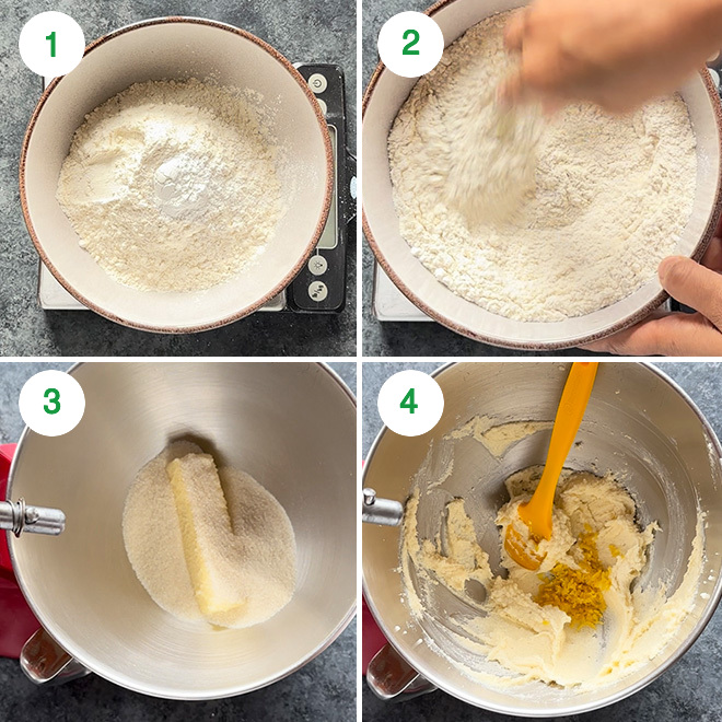 step by step picture collage of making eggless lemon cake