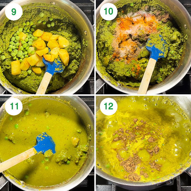 step by step picture collage of making matar nimona at home