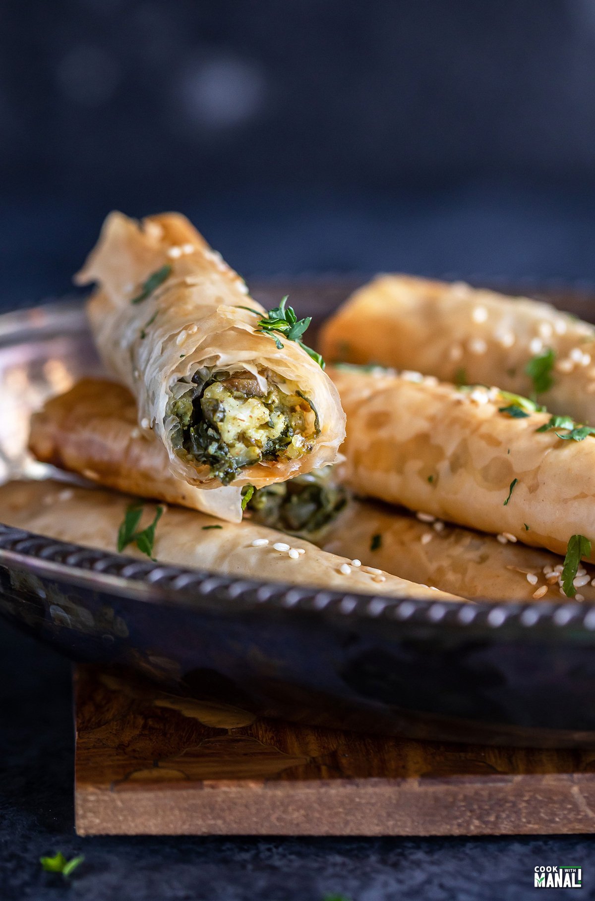 Palak Paneer “Spanakopita” Rolls