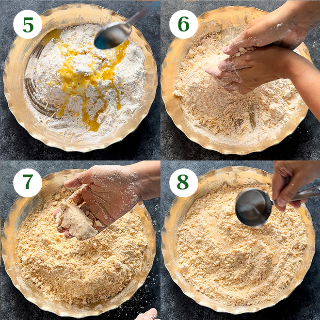 step by step picture collage of making chilli cheese namak pata