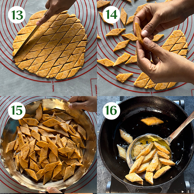 picture collage of making cheese namak para