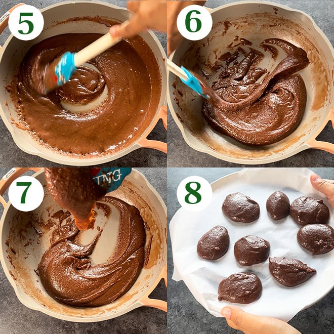 step by step picture collage of making nutella peda