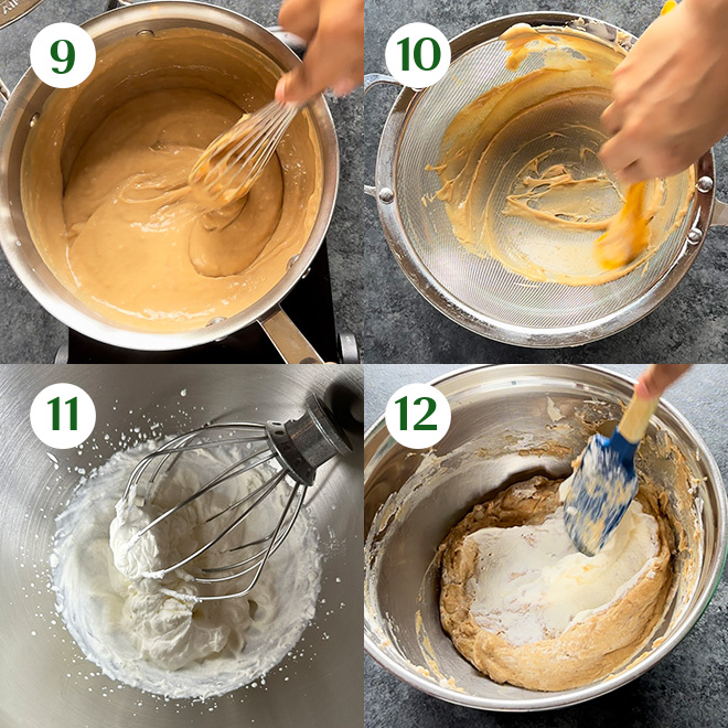 collage of making biscoff pudding