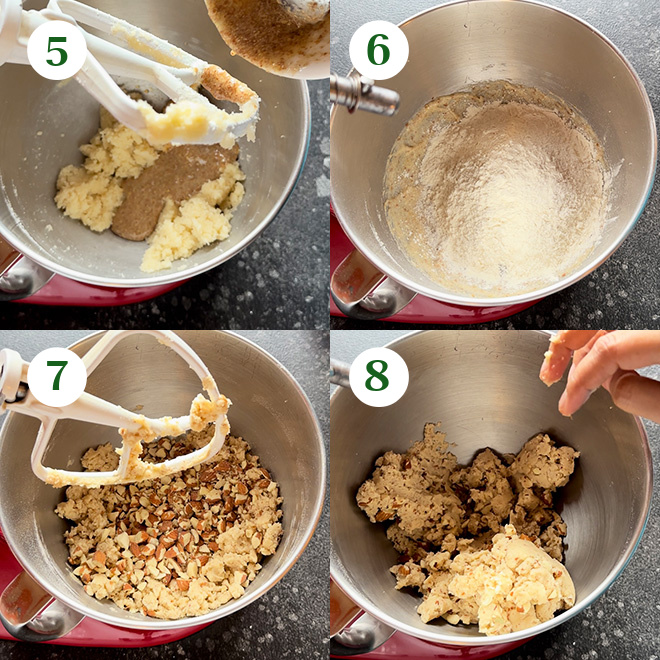 step by step picture collage of making Eggless Biscotti