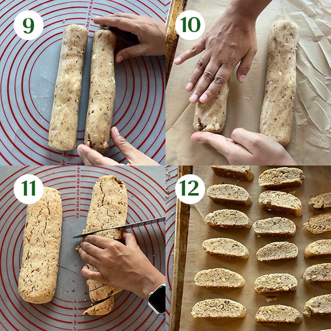 step by step picture collage of making Eggless Biscotti