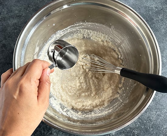 water being added to batter