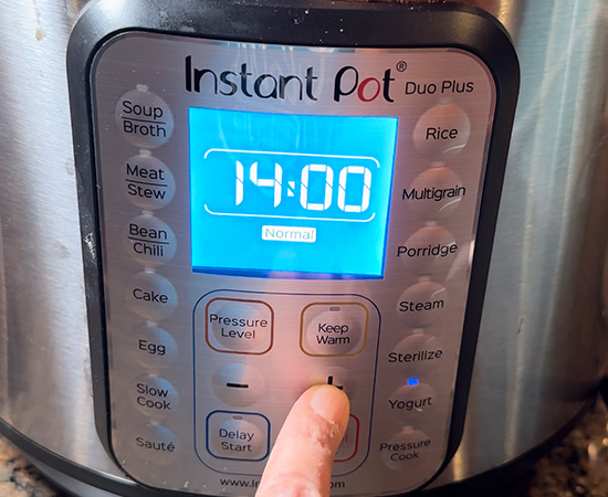 instant pot displaying timer of 14 hours