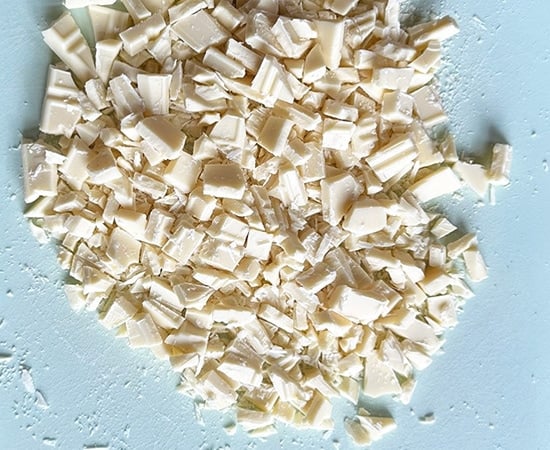 chopped white chocolate placed on a mat