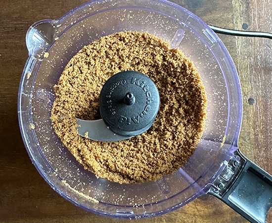 cookie crumbs in a food processor