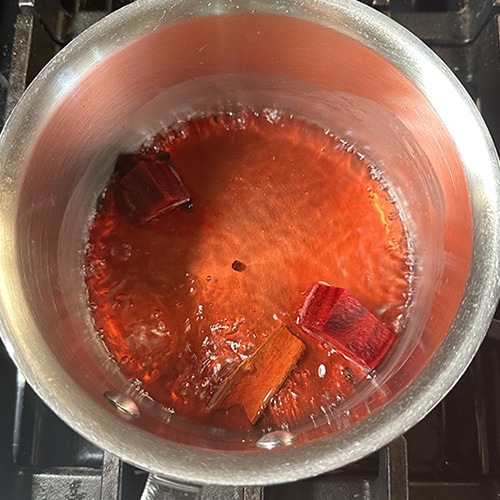 red color boiling water